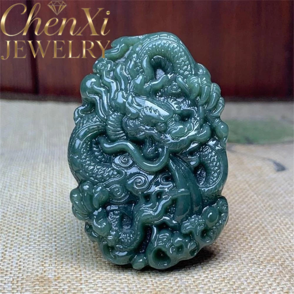 

Элитный кулон из натурального зеленого нефрита Хэтянь в форме дракона: роскошное, модное, изысканное и элегантное ювелирное украшение, популярный амулет