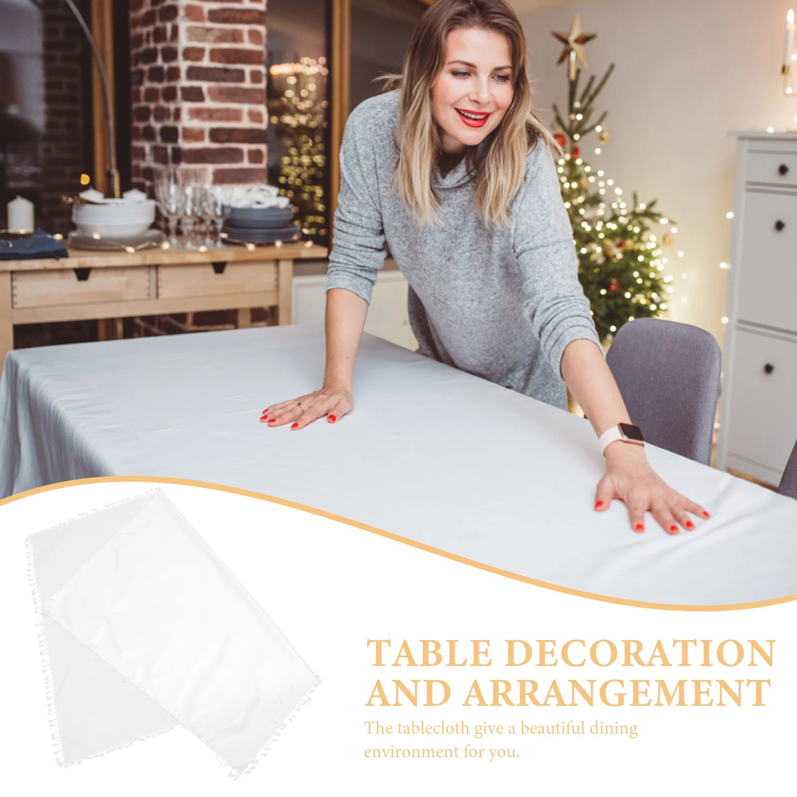 

Waterproof Tablecloth Solid Color Fringed Decorative Table Cover For Party Buffet Dining Picnic Wedding Festival Home