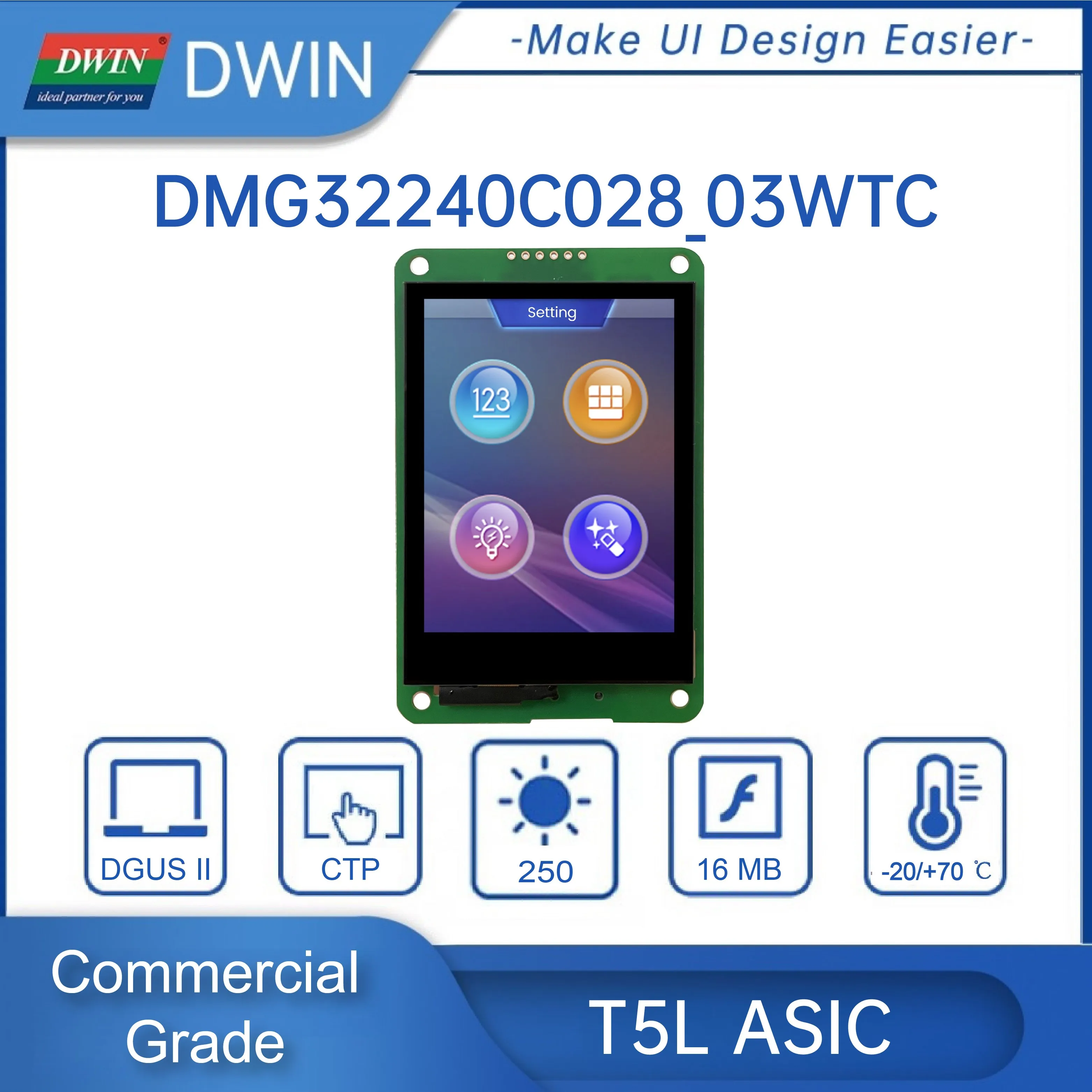 DWIN 2.8-calowy wyświetlacz TFT LCD 240*320 z panelem dotykowym HMI, port szeregowy, inteligentny ekran STM32, moduł LCM LCD DMG32240C028_03W