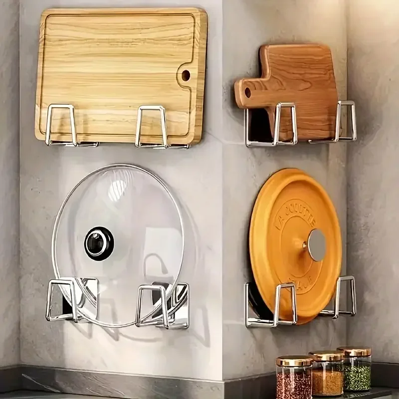 

4Pcs Kitchen Storage Rack, Punching-free Wall Under Cabinet Cutting Board , Multi-functional , Accessories