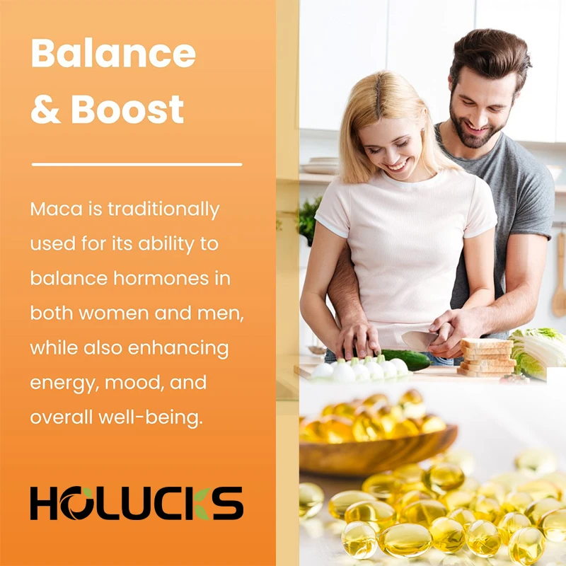Organic Maca Capsules, with Black Pepper, Support Reproductive Health, Balance Mood & Endurance, Daily Vitality for Adults