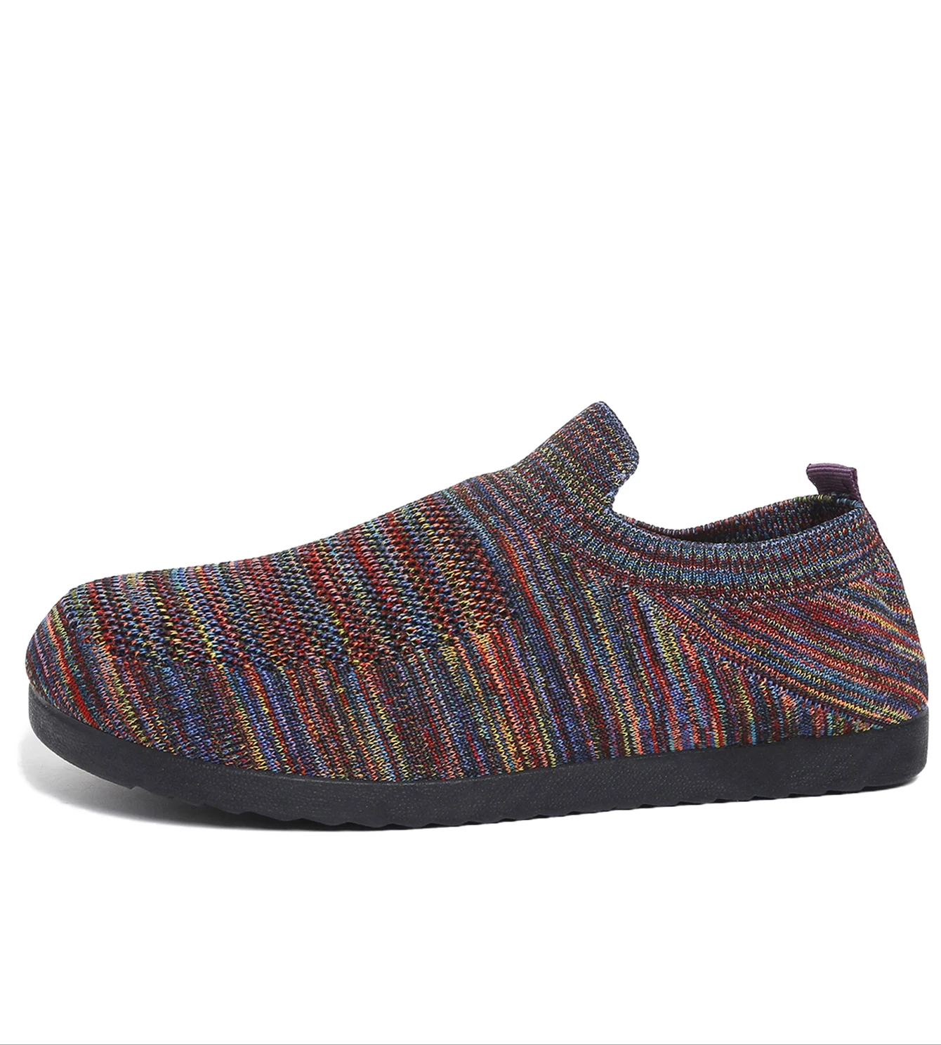Damenschuhe 2026 Frühling Herbst Ethnisch Böhmisch Gestreifte Strick-Slipper Flache Schuhe Bunte Weiche Leichte Freizeitschuhe zum Gehen – Detail 8