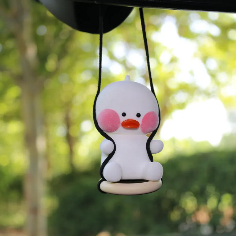 

Cartoon Cute Car Swinging Duck Swing Pendant Auto Rearview Mirror Ornaments Birthday Gift Couple Accessories Car