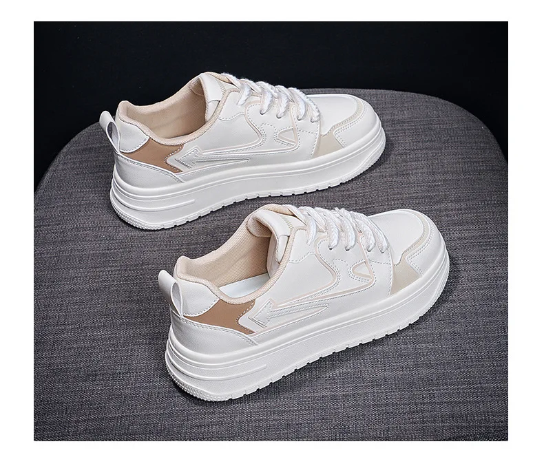 Little White Shoes Female 2023 Spring New Leisure Comfortable Flat Bottom Leather Breathable Student Board Shoes Dad Shoes