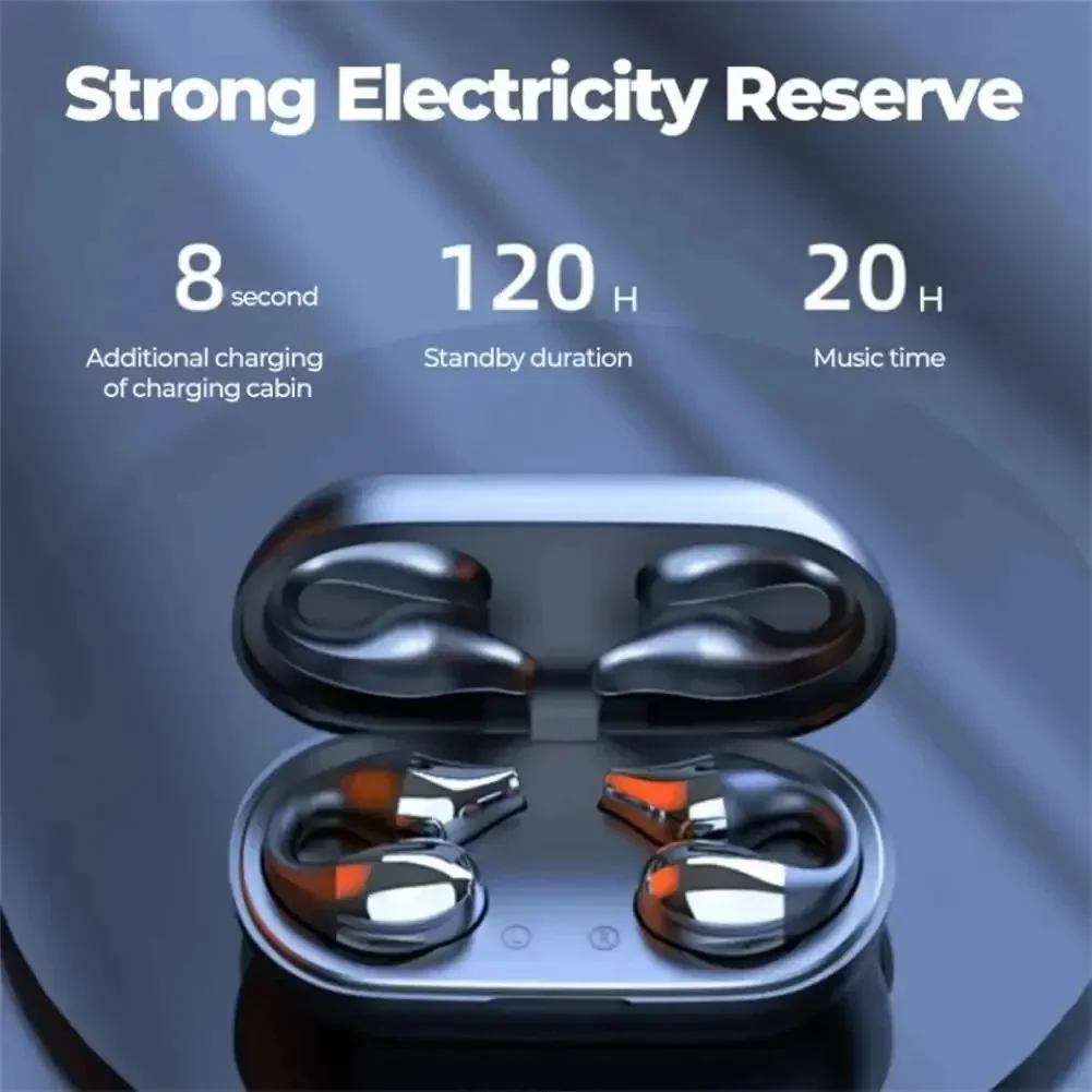 سماعات بلوتوث لاسلكية TWS ، سماعات توصيل عظمية ، سماعات أذن بتحكم باللمس ليد ، سماعات رأس رياضية ، تصميم مشبك أذن