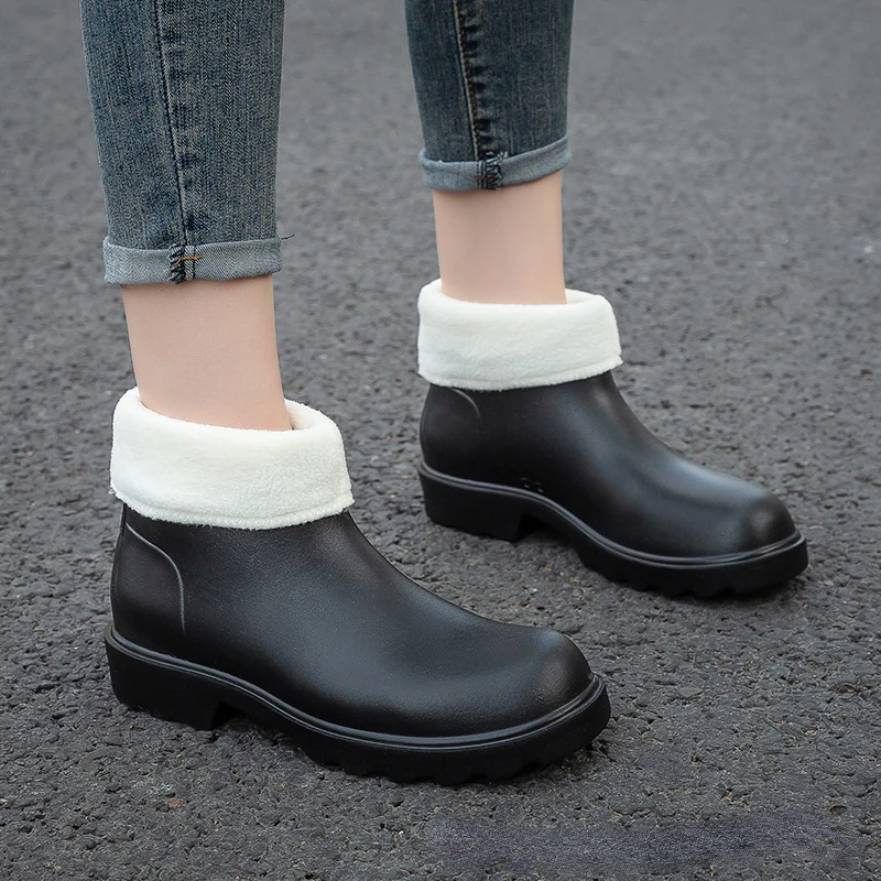 

Women Fashion PVC Ankle Rain Boots Waterproof Outdoor Garden Rainboots Female Water Shoes Wellies Boots Non-slip Boots Woman