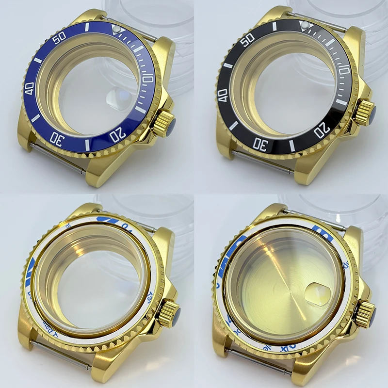 

SmileLife Gold 40mm Diver Waterproof Black GMT Ceramic Bezel Fit for NH34 NH35 NH36 Movement Sapphire Glass Watch Case