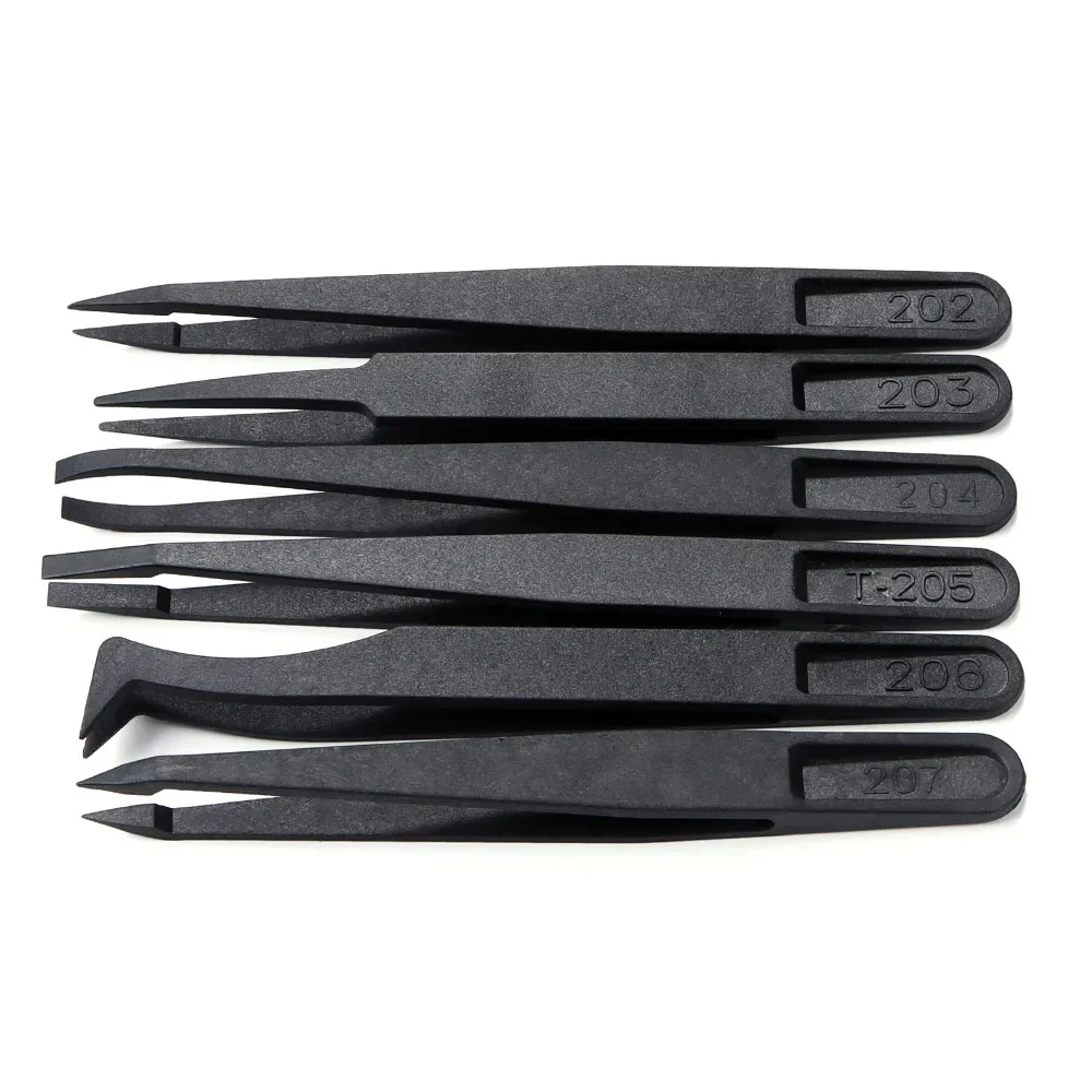 Watch Accessories Carbon Fiber Tweezers Watch Repair Tools Black Anti-static Plastic Tweezer Watch Trimmer Tools for Watchmaker