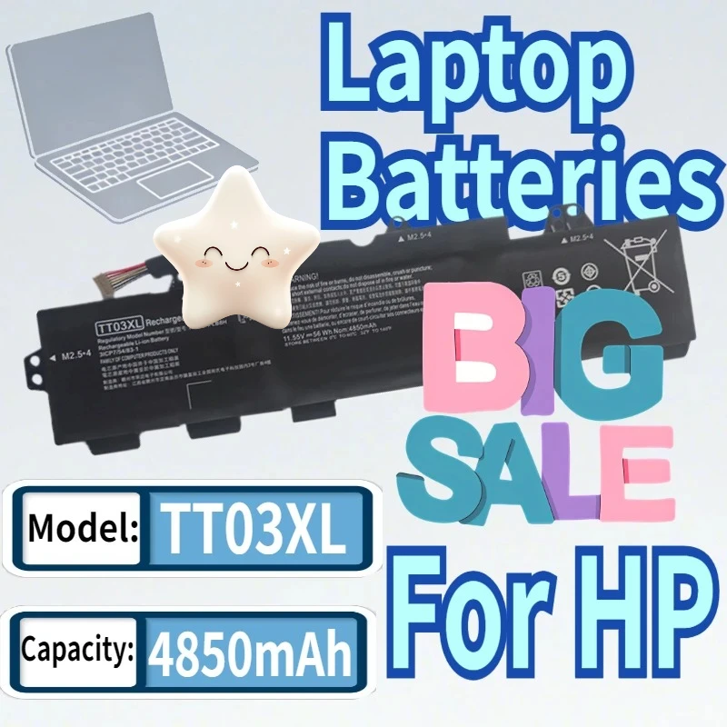 

Аккумулятор для ноутбука 11.55V 4850mAh TT03XL для HP EliteBook 850 G5 G6 ZBook 15U HSTNN-UB7T HSTNN-LB8H DB8K 932824-2C1 933322-855