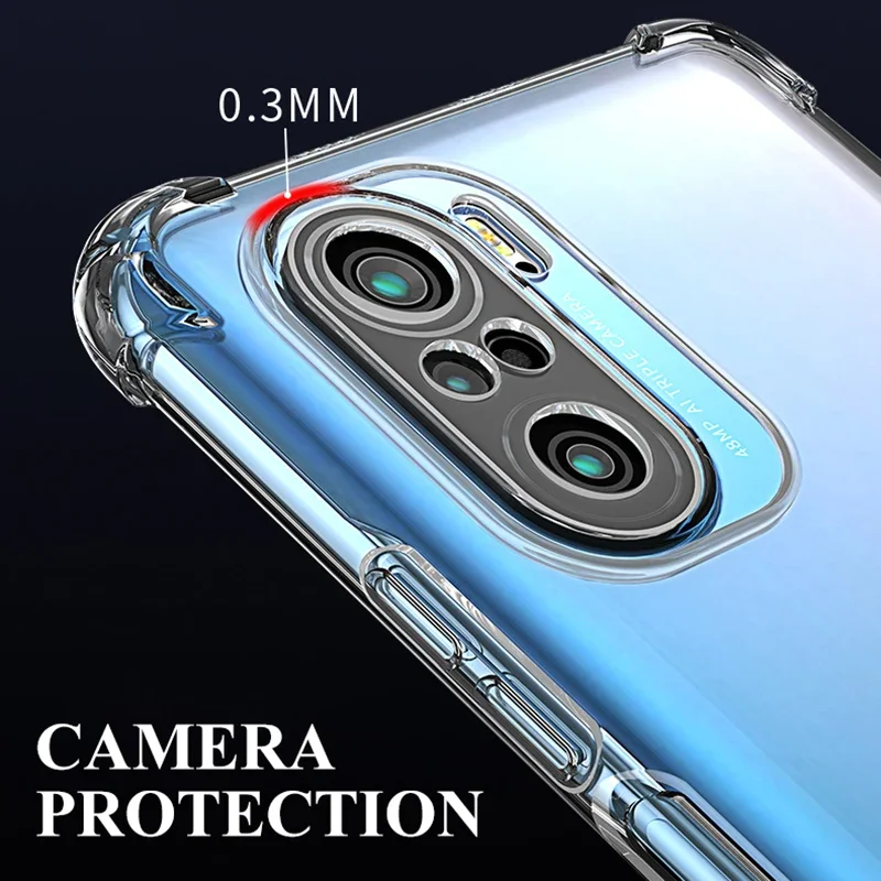 Capa de airbag transparente original para xiaomi poco f3 pro gt pocof3 f3pro f3gt proteção de borda macia anti queda telefone fundas armadura