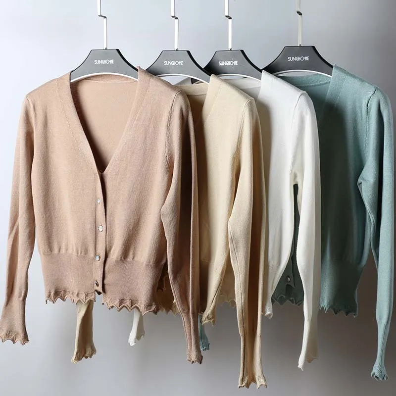 

Early Spring Knitted Sweaters Cardigans Coat Women Large Size Long Sleeves Anti Deformation Comfortable Sun-protective Clothing