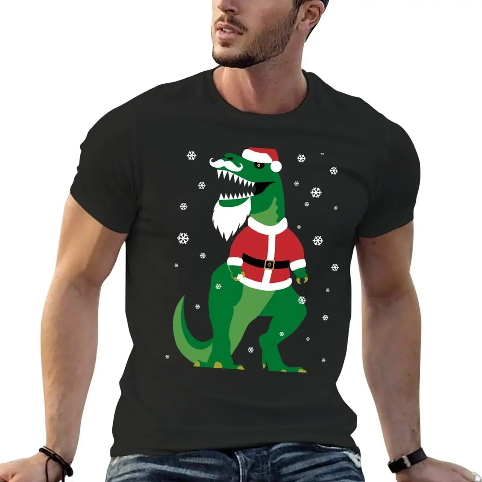 

T-Rex Santa Funny Christmas T-Shirt anime figures plus size tops Men's t shirts