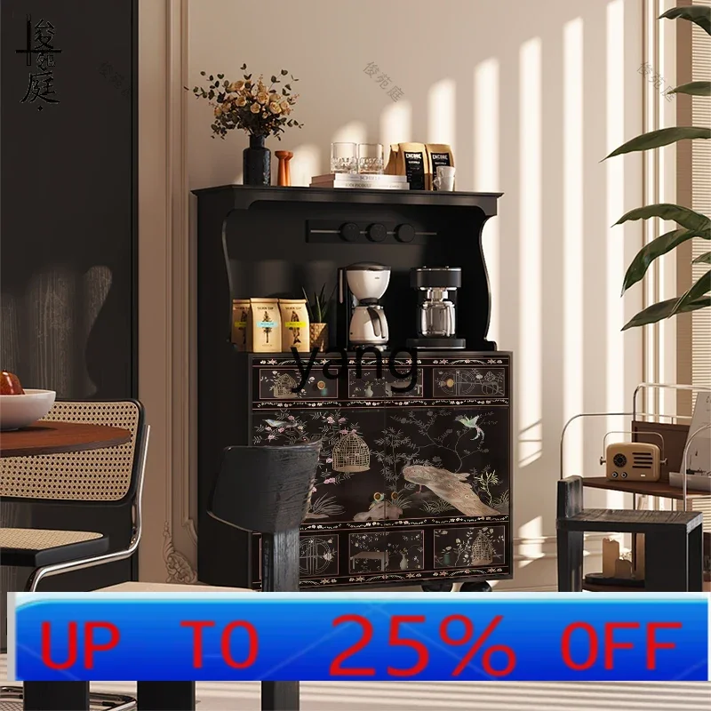 

LTT solid wood dining side cabinet integrated retro coffee side cabinet tea bar storage cabinet against the wall