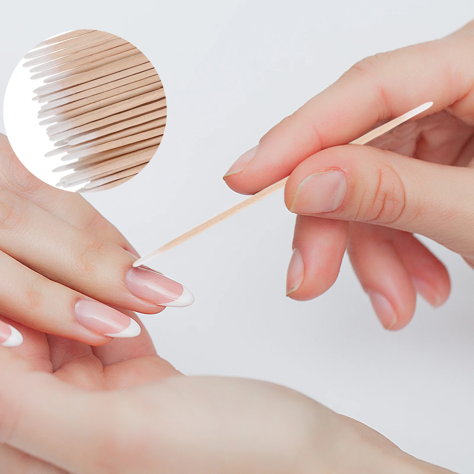 1200 Uds hisopos de algodón de belleza punta fina de doble punta para limpieza de diseño de uñas aplicación de precisión palos largos con mango de madera