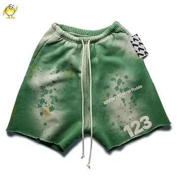 남녀공용 그레이 블루 그린 레드 워싱 Do Old RRR123 반바지, 1:1 좋은 품질 스트리트웨어, 빈티지 헤비 원단 조거 