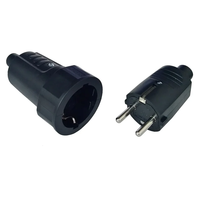 Black White 16A 250V EU Germany French Korea Russia assembly plug EU power cable male female detachable wiring plug