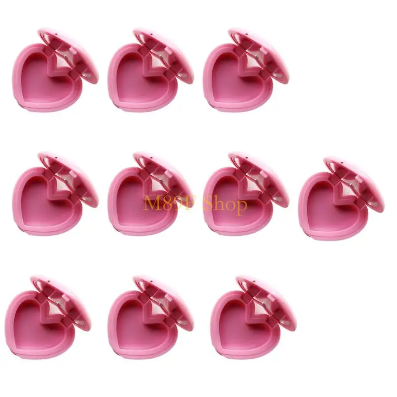 M89f 10 stks hart make -up opbergdozen met spiegel deksel draagbare cosmetische organisator
