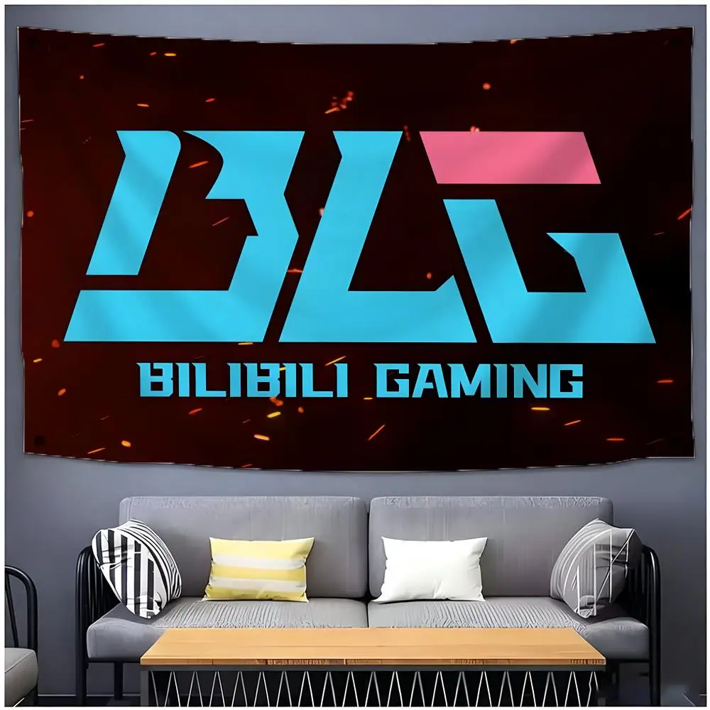 Esports Team BLG Flags Daily Four Ring Borderless Design Indoor Outdoor Decor Easy to Hang Install