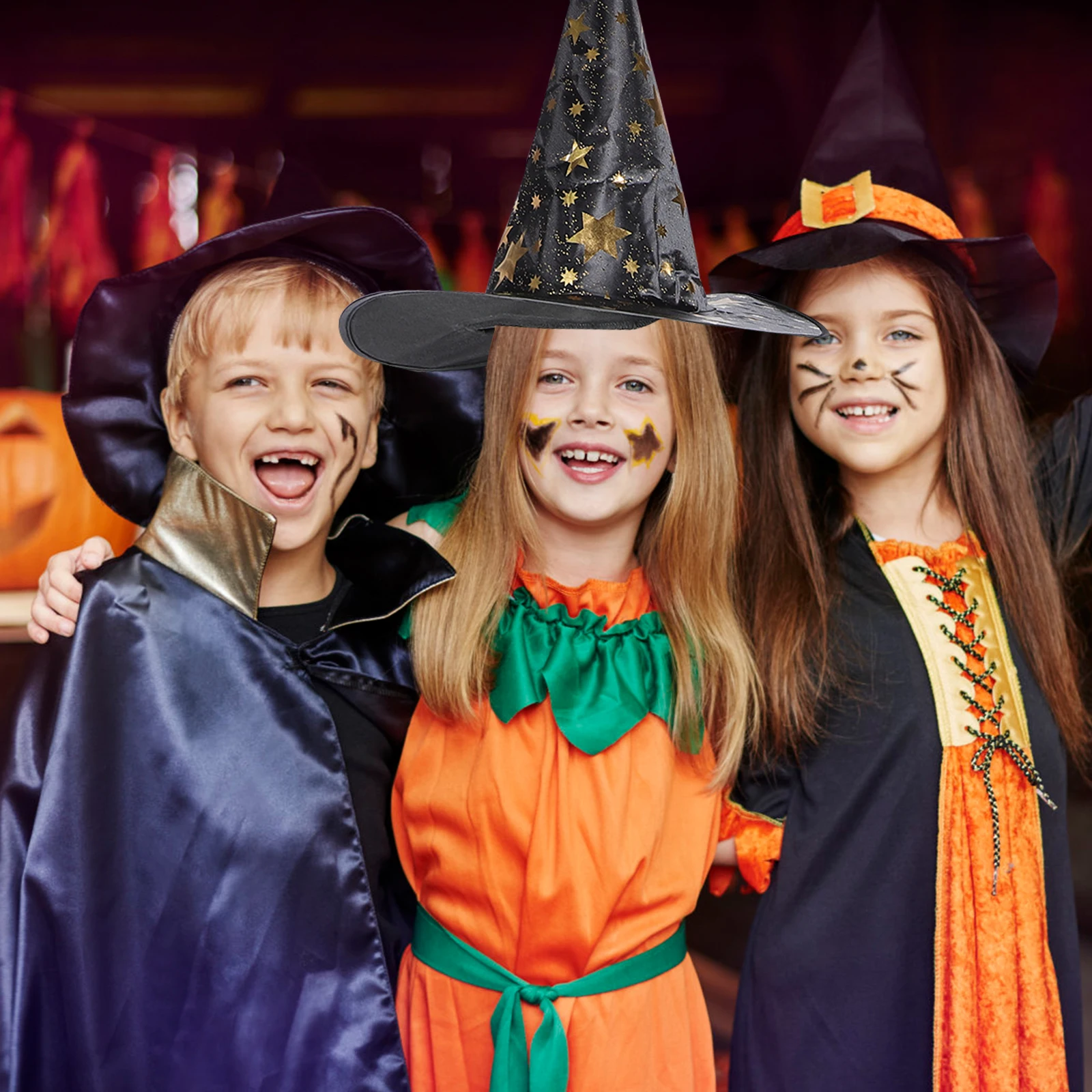 

Children's Witch Cloak Toddler Wizard Costume Hat for Kids Magician Cape High-grade Thickened Satin Cloth Bronzing Boys