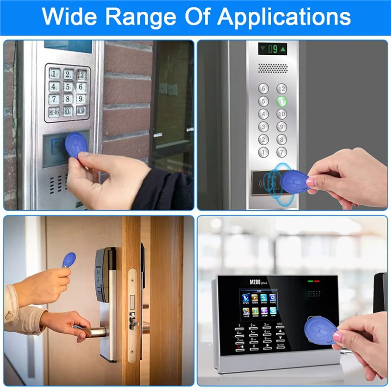 AT13 200Pcs 125 Khz Proximity ID Card RFID Keyfob Access Control Key For Door Entry Access Control System TK4100