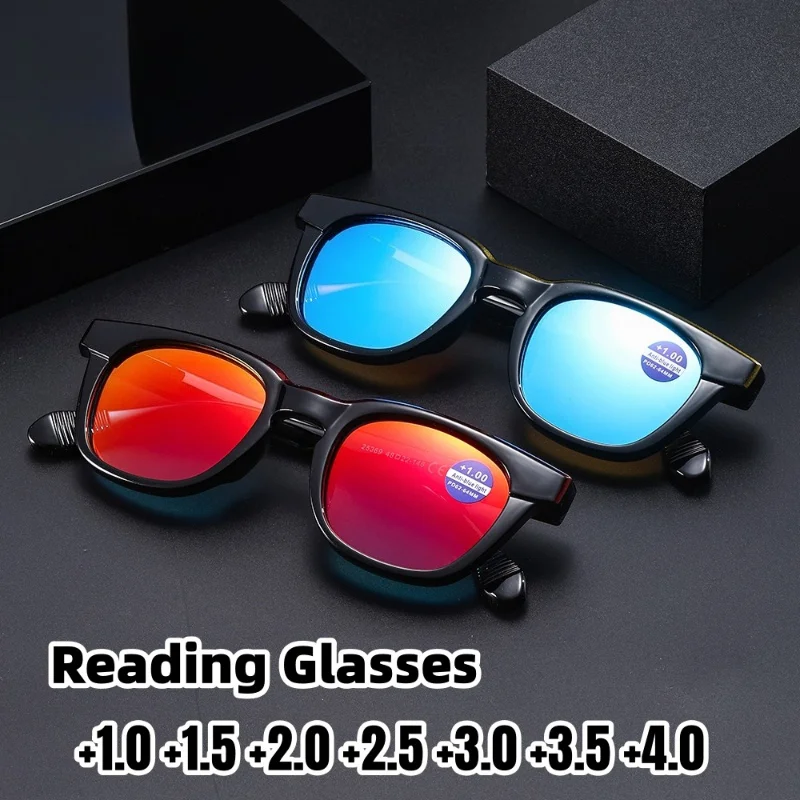 Stylish Square Frame Reading Sunglasses Graduated High-definition Lenses Blue Light Filtering Presbyopic Eyewear +1.0 To +4.0