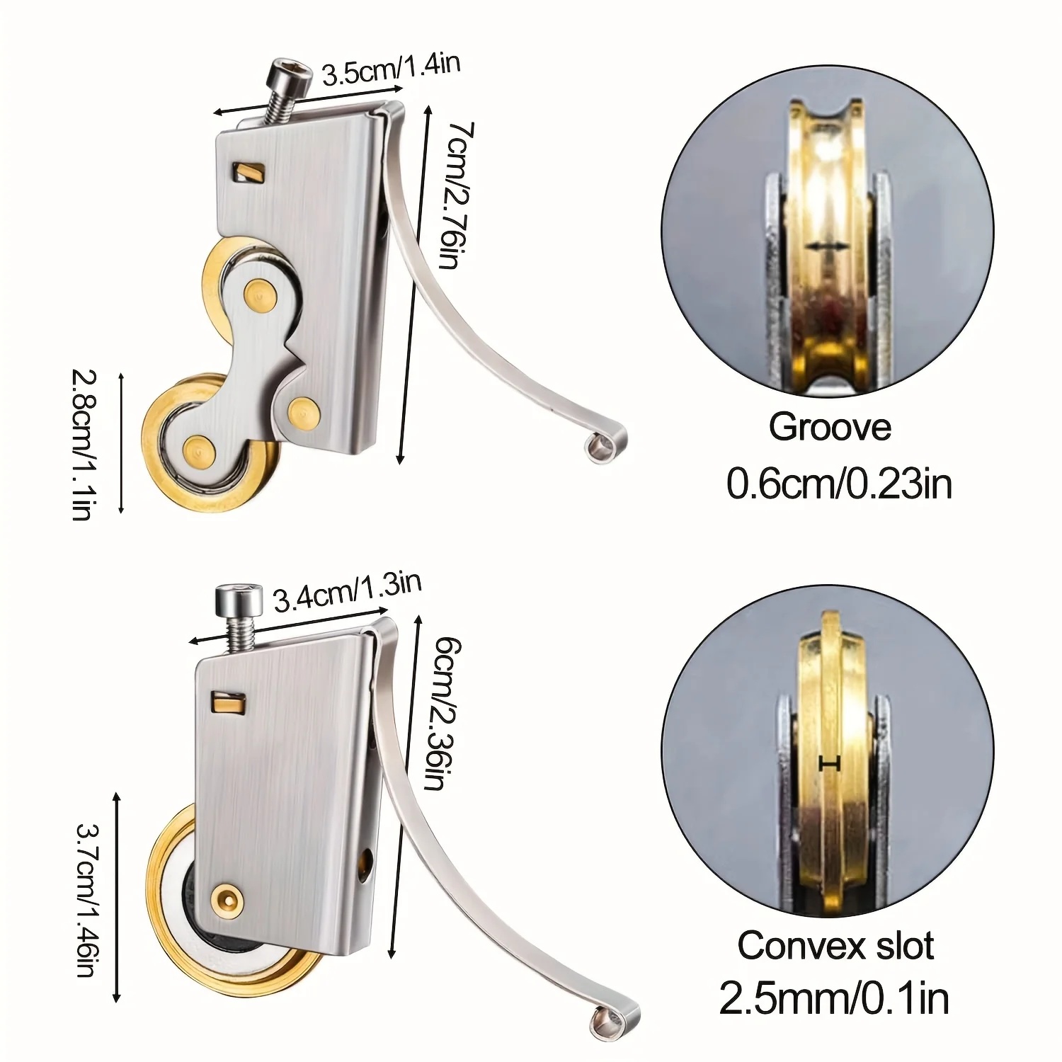 2pcs Sliding Door Pulley Cam System Single Wheel Electroplating Sliding Door Window Pulley Stainless Steel