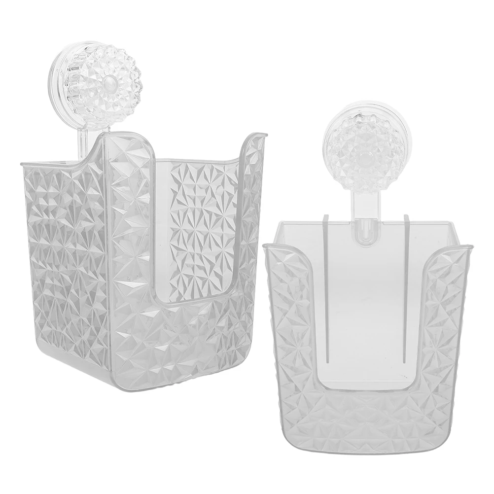 

Bathroom Storage Box No-drill Suction Cup Wall Hanging Transparent Plastic Household Wipe Dispenser