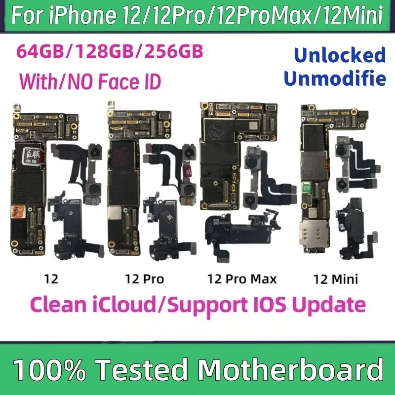 لوحة أم تم اختبارها 100% غير مقفلة لهاتف iPhone 12 mini 12 Pro Max تحديث دعم iCloud النظيف مع لوحة رئيسية للوحة المنطق لمعرف الوجه