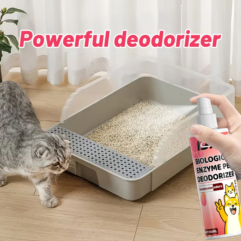 مزيل الروائح الكريهة للحيوانات الأليفة بالإنزيم البيولوجي من KJM - القضاء على رائحة صندوق فضلات القطط، 100 مل، آمن للحيوانات الأليفة، تركيبة غير سامة #2