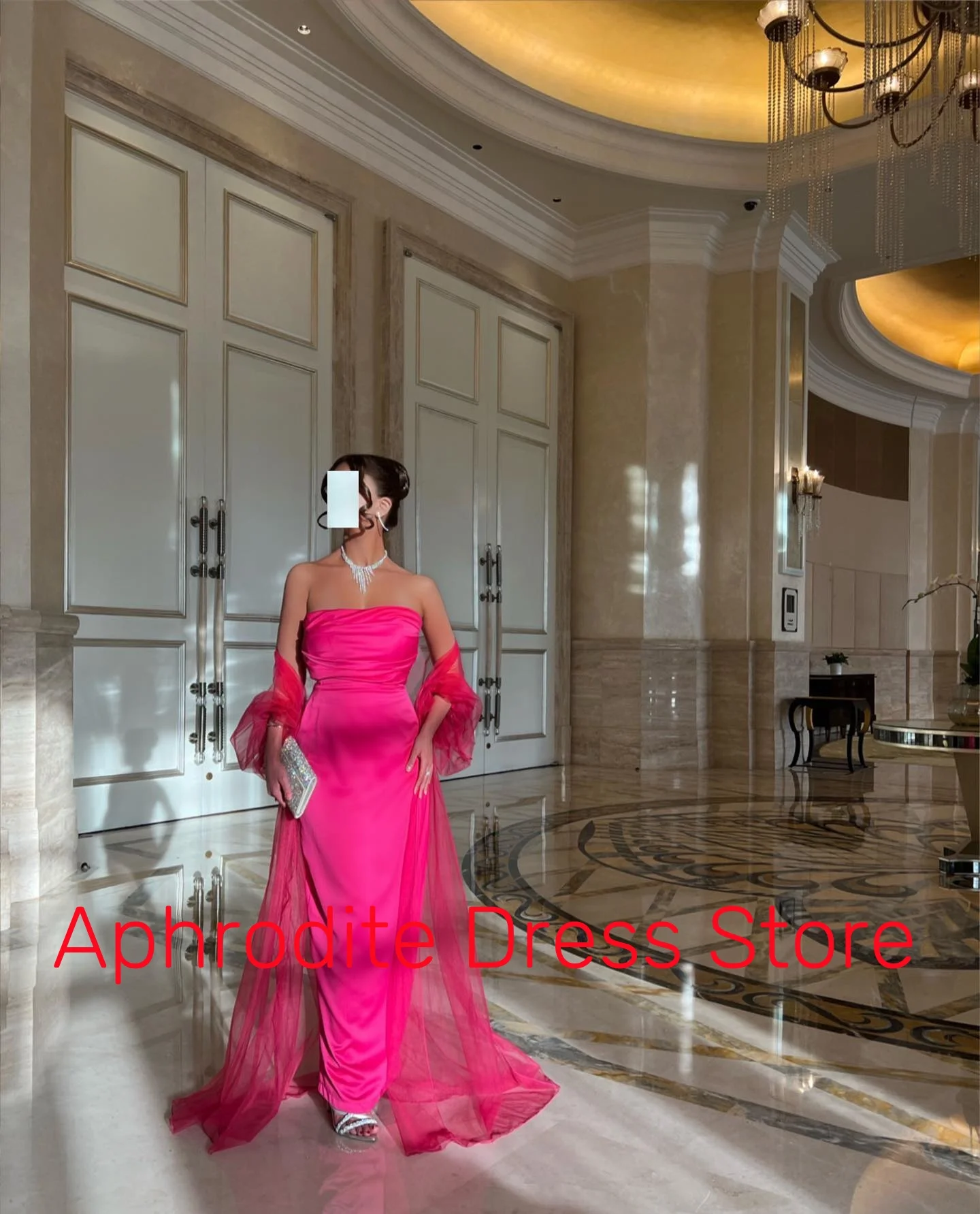 Customized Delicate Jersey Shawl Evening Dresses Temperament Sleeveless Strapless Party Dress Custom Size Homecoming D