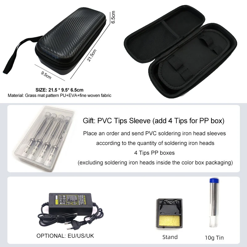 Pine64 Smart Mini Pinecil Soldering Iron With B2 BC2 KU C1 ILS I C4 D24 K Tips With DC power supply Storage Bag