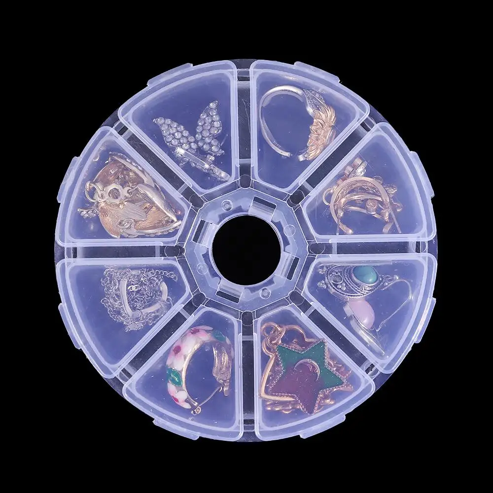 Tool Beads Transparent 8 Grids Jewelry Container Nail Art Rhinestones Case Empty Storage Box