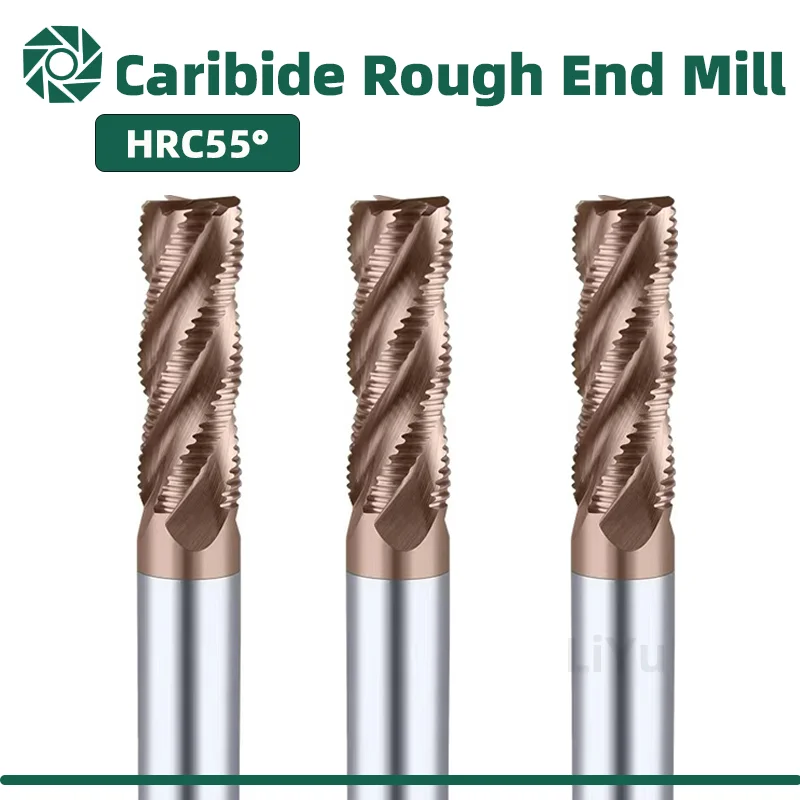 Solid Carbide Roughing End Mill CNC Milling Tools Router Biits HRC55 4 Flutes Metal Roughing machining 6mm to 20mm