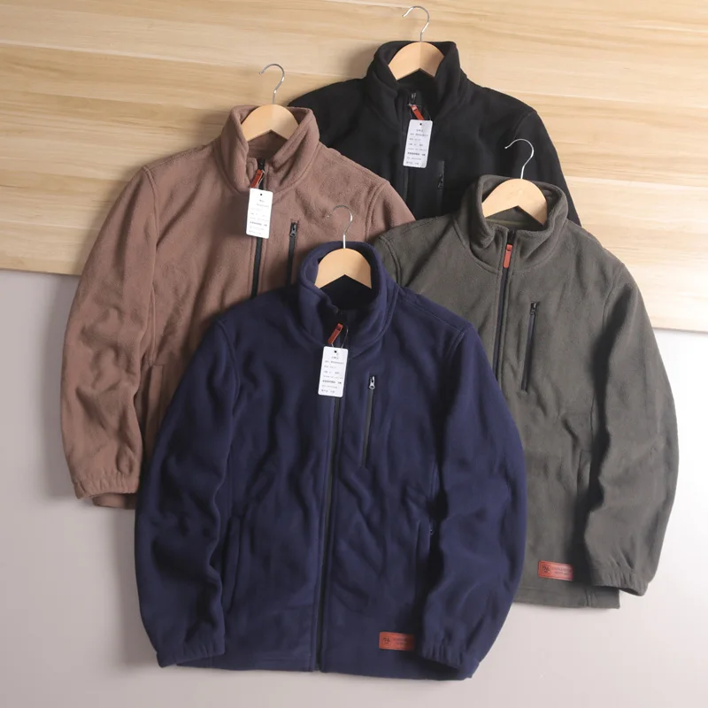 

Comfortable Fce Jaet Men's Thiened Autumn Winter Outdoor Casual Stand Collar All-Match Warm Fce-Lined Coat