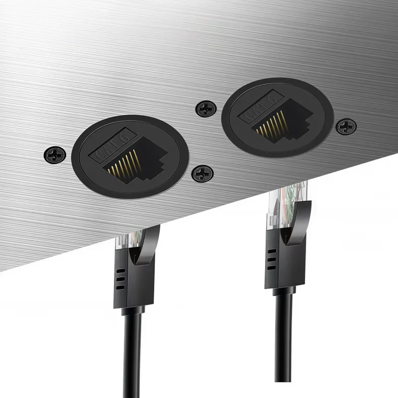 Type D Type 6 network RJ45 CAT6 pass through module Network cable port Data interconnect with a straight socket panel cabinet