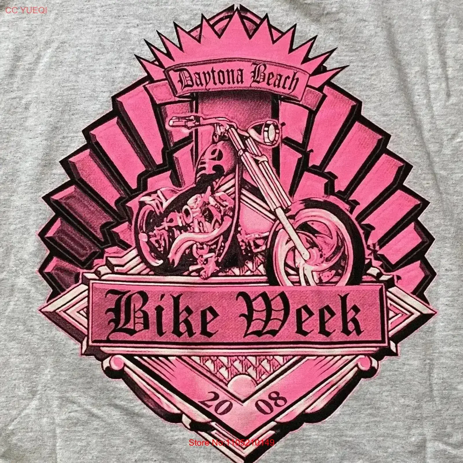 

The Bike Week 2008 Daytona Beach T shirt Size L No Holes Grey Pink vintage Washed Casual homme Unisex Soft Stylish Breathable
