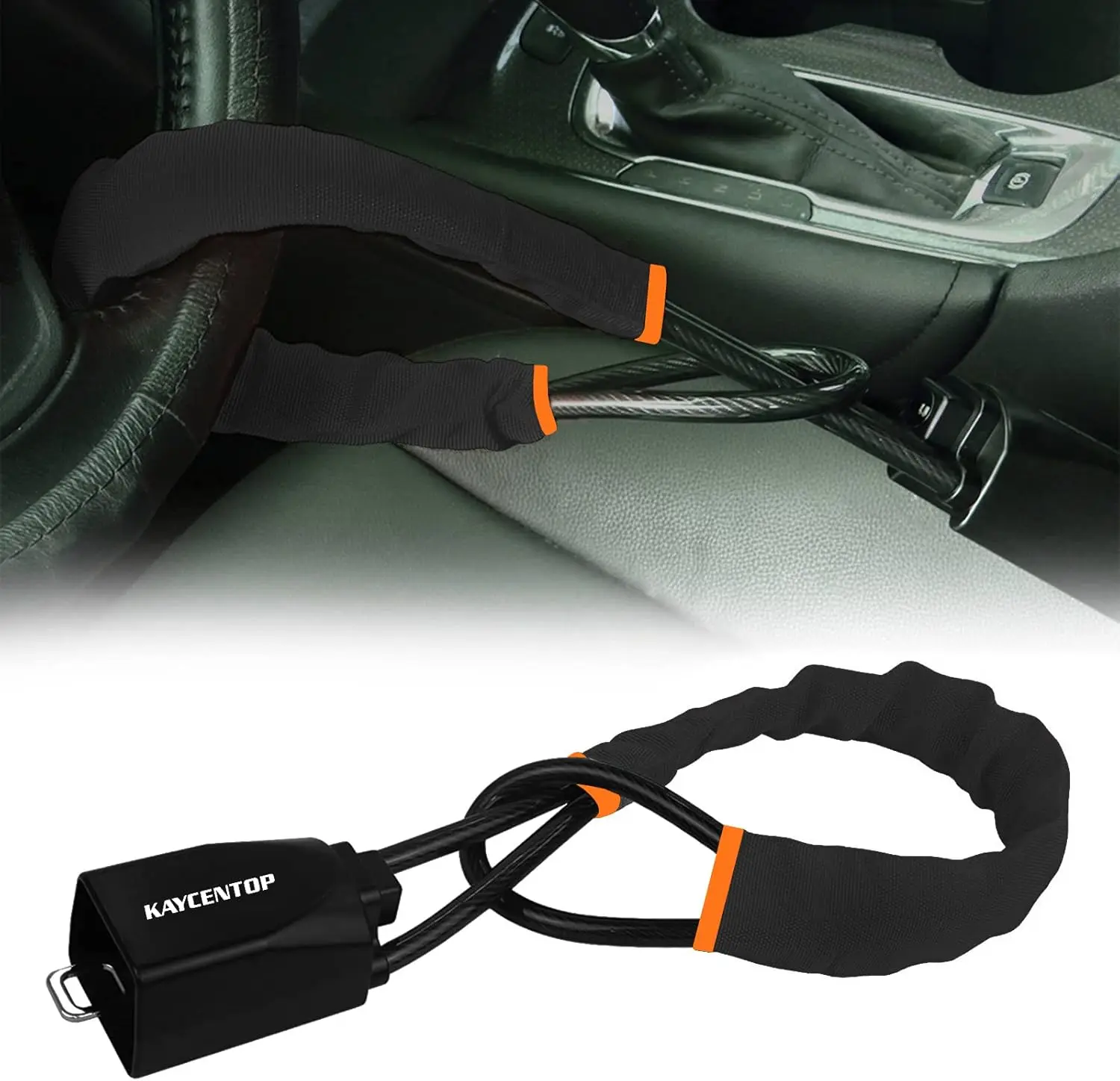 

Universal Car Steering Wheel Lock with Seat Belt Security, Anti-Theft Device for Most Vehicles, Lightweight and Easy to Use