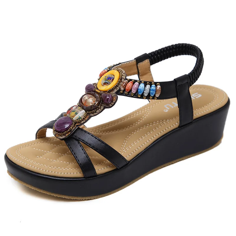 Plus Size 2023 Summer Women's Wedges Sandals Woman Lightweight Casual Non Slip Beach Shoes Female Soft Bottom Walking Sandals