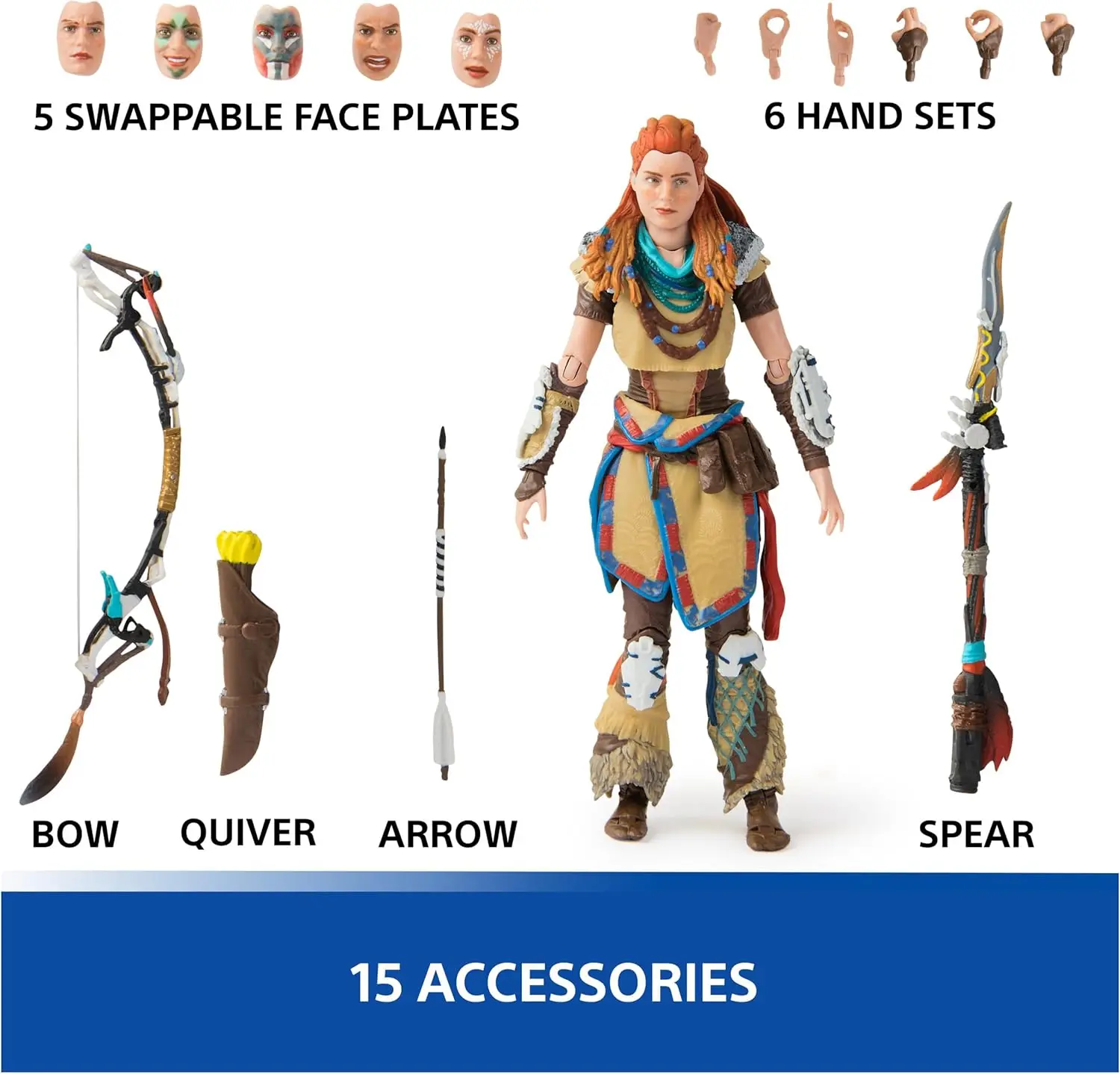 PlayStation Horizon Forbidden West, Deluxe 6” Aloy Action Figure with 15 Accessories, for PS5 Fans & Collectors Ages 17+