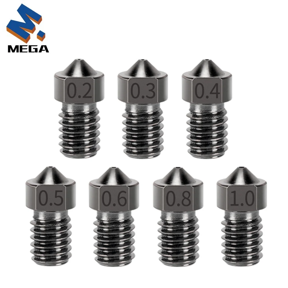 E3D V6 Nozzle Hardened Steel 0.2/0.4/0.6/0.8/1.0mm Nozzle For Ender 3 Hotend Titan Extruder Prusa I3 MK3 3D Printer Part