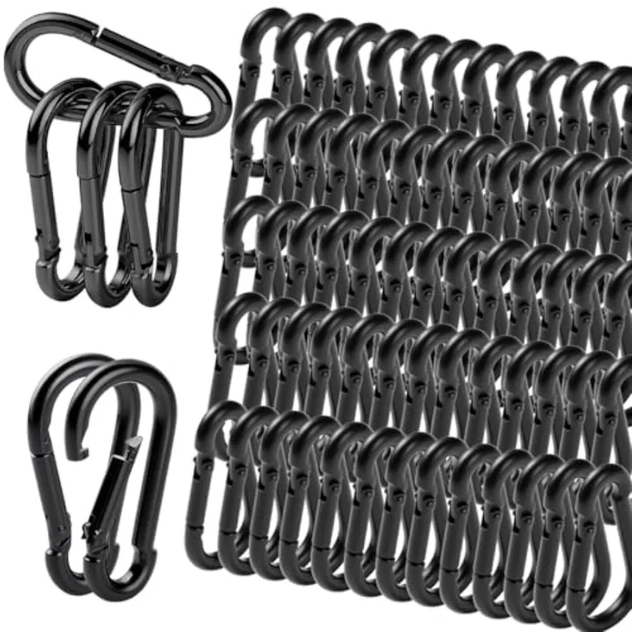

Набор из 120 шт. пружинных карабинов M6, 2,36 дюйма, черные, 1/4 дюйма, сверхмощные зажимы-карабины, быстросъемные звенья цепи, пружинные безопасные крюки-коннекторы