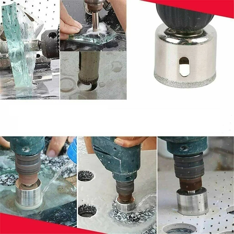16 Buah Set Mata Bor Hss Lapis Berlian 6Mm-50Mm Ubin Marmer Kaca Keramik Lubang Gergaji Bor Terbuka Bit Inti Berlian