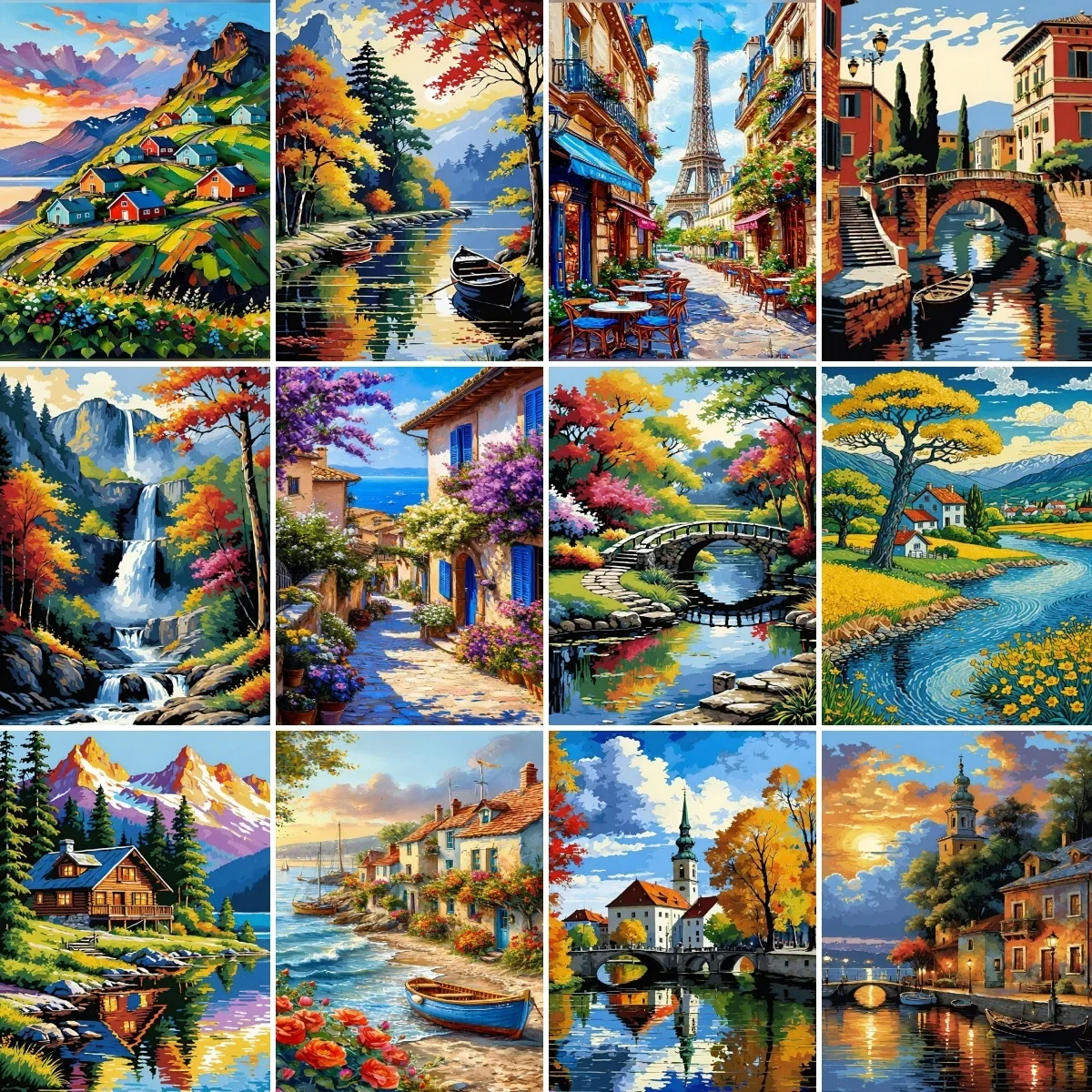 

DIY цифровая картина маслом пейзажная живопись цветная картина ручной работы подарок для взрослых подходит для украшения стен дома