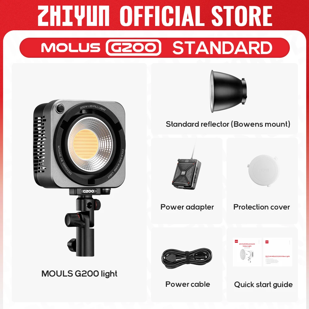 中古美品　ZHIYUN MOLUS G200 LED 200W　Bowens Amazon.com : Zhiyun LED Video Light MOLUS G200 COB 200W Bowens