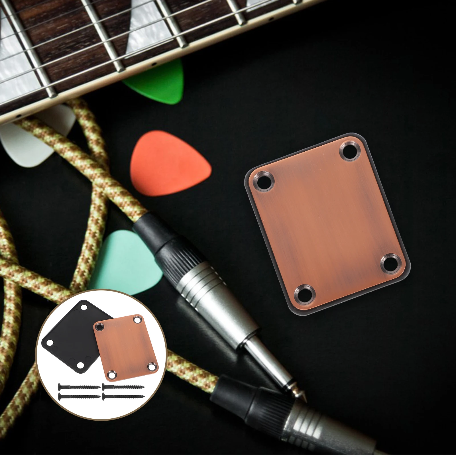 

2 Pcs Reinforcement Plate Screw Set Guitar Upgrade Parts Electric Accessory Neck Accessories Bass