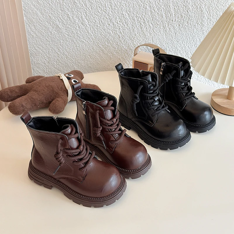 

Детские модные кожаные ботинки для детей 3-18 лет, зимние утепленные хлопковые ботинки с подкладкой для мальчиков и девочек, детские короткие сапоги для детей