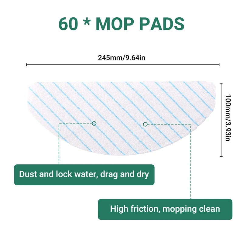 60 Pack Disposable Mop ผ้าสําหรับ Ecovacs Deebot Ozmo T8 AIVI T9 AIVI หุ่นยนต์เครื่องดูดฝุ่น