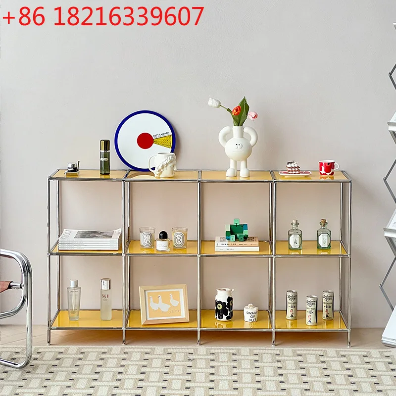 YAO Stainless Steel Metal Shelf Modular Cabinet Bookshelf Storage Display Cosmetics