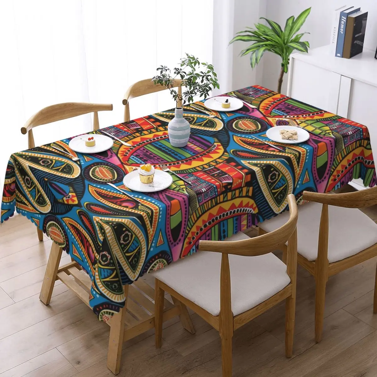 Custom Rectangular African Style Tablecloth Fit 40