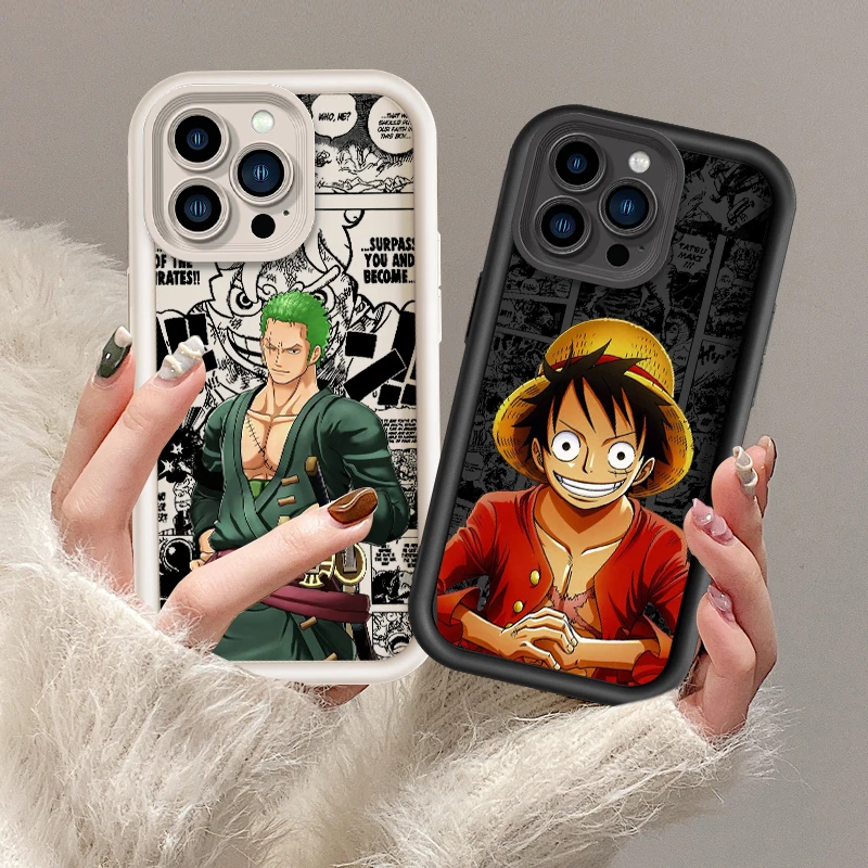 Coque de téléphone en TPU pour Apple iPhone, Bic One Piece, Luffy Zoro Eye Ladder, 15 14 13 12 11 XS Poly X Pro Max Plus